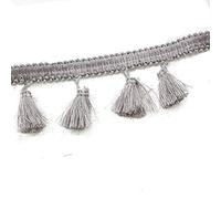 Embellissement raffiné à pompons, 5 mètres de pompons en coton, bordure dentelle, franges suspendues, ruban brodé, couture, garniture, rideau, vêtements décorés(Grijs)