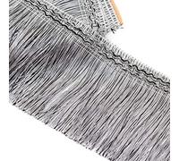 Embellissement raffiné à pompons, Ruban de dentelle 11,5 mètres large, 17 cm, bordure à franges, garniture pompons, ruban couture, fil, bord coudre, décoratif artisanal(Grijs)