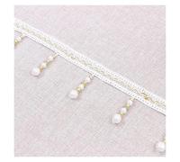 Embellissement raffiné à pompons, Ruban de dentelle tressé à franges et perles, 4 mètres(White)