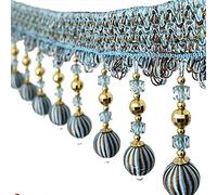 Embellissement raffiné à pompons, Ruban décoratif à franges et pompons, 2,7 m, for housse de piano(Blu)
