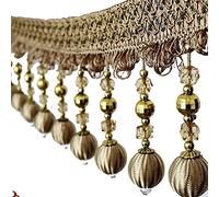 Embellissement raffiné à pompons, Ruban décoratif à franges et pompons, 2,7 m, for housse de piano(Bruin)