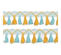 Embellissement raffiné à pompons, Ruban en coton à franges arc-en-ciel, 4,6 m, for couture, rideaux, vêtements, accessoires artisanaux(Yellow+blue)