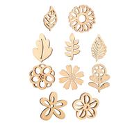 Embellissements Bois Fleurs Et Feuilles 2,4 À 3,1 Cm 30 Pièces