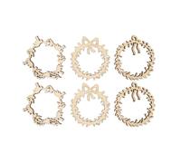 Embellissements couronnes en bois ciselé 4 cm 6 pièces