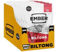 Ember Biltong de Bœuf Chilli 250 g - Viande Séchée Beef Jerky Riche en Protéines - En-cas Faible en Gras, Sans Sucres Ajoutés, Keto, Sans Colorants ni Arômes Artificiels - 10 Sachets de 25 g