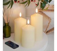 Ember Candles™ Bougies d'intérieur LED télécommandées 12,5 cm, 15 cm et 17,5 cm - 100 % cire véritable, flamme ultra réaliste, design coulé à la main, alimentation par piles, minuterie de 6 heures