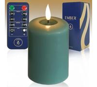Ember Candles™ Bougies LED vert sauge à piles - télécommandées (avec télécommande, petit)