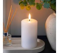 Ember Candles™ Signature Bougie LED blanche télécommandée 12,5 cm - 100 % cire véritable, flamme ultra réaliste, design coulé à la main, alimentée par piles, minuterie de 6 heures pour une utilisation