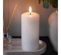 Ember Candles™ Signature Bougie LED blanche télécommandée 15 cm - 100 % cire véritable, flamme ultra réaliste, design coulé à la main, alimentée par piles, minuterie de 6 heures pour une utilisation