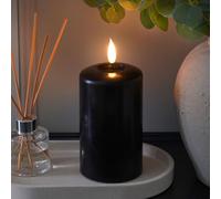 Ember Candles™ Signature Bougie LED noire télécommandée 100 % cire véritable 12,5 cm Flamme ultra réaliste, design coulé à la main, alimentée par piles, minuterie de 6 heures pour une utilisation en
