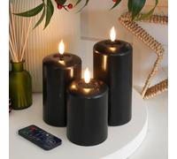 Ember Candles™ Signature Bougies d'intérieur à LED scintillantes à piles 10 cm, 12,5 cm et 15 cm - 100 % cire véritable, ultra réaliste, sans flamme, design coulé à la main, minuterie de 6 heures