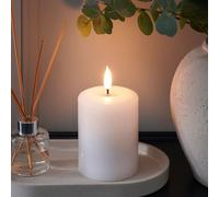 Ember Candles™ Signature LED Bougie blanche télécommandée, 100 % cire véritable, flamme ultra réaliste, design coulé à la main, alimentée par piles, minuterie 6 heures