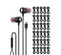 Ember Lot de 30 écouteurs filaires USB C pour iPhone 17, 16, 15 Pro Max, Hi-Fi de type C avec micro, casque filaire USB C pour école, salle de classe, laboratoire, bibliothèque, contrôle du volume