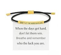 Embhlitfe Bracelet de force, « Don't Let The Hard Days Win » avec carte d'encouragement, bracelet inspirant gravé pour femme, bracelet réglable en corde pour famille, amis, filles, taille unique