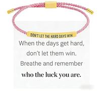 Embhlitfe Bracelet de force, « Don't Let The Hard Days Win » avec carte d'encouragement, bracelet inspirant gravé pour femme, bracelet réglable en corde pour famille, amis, filles, taille unique