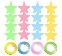 Embhlitfe Lot de 20 poids de ballons colorés et ruban (en forme d'étoile) réutilisables pour fêtes, anniversaires, célébrations (4 rubans)