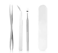 Embhlitfe Lot de 3 outils de retrait de tiques en acier inoxydable pour chiens, chats, animaux domestiques et humains avec boîte de rangement portable