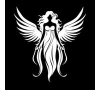 emblème angélique gardien céleste élégance séraphique ailes d'ange Stickers muraux en vinyle 67.2x69.9cm Ne se décolle pas Blanc