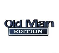 Emblème autocollant 3D en métal chromé pour décoration extérieure de véhicule Old Man - Convient pour coffre ou porte - Badge personnalisé en noir et blanc