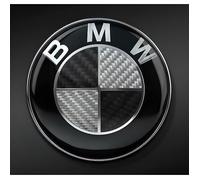 Emblème capot-coffre BMW - BMW - 82 mm - Fibre de carbone - Noir et blanc - 2 ergots de positionnement