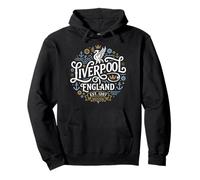 Emblème Circulaire Vintage Liverpool Angleterre Est. 1207 Sweat à Capuche
