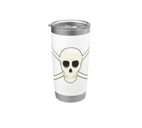 Emblème classique avec tête de mort et os croisés - Drapeau de pirate Jolly Roger Gobelet isotherme en acier inoxydable double paroi