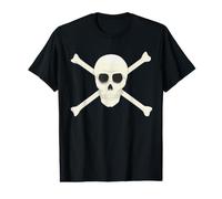 Emblème Classique avec tête de Mort et os croisés - Drapeau de Pirate Jolly Roger T-Shirt Graphique avec Valeur