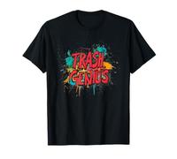 Emblème coloré Trash Genius pour adultes et enfants amusants T-Shirt