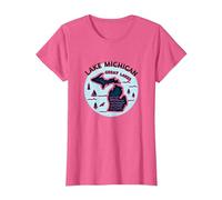 Emblème d'aventure panoramique du lac Michigan dans Les Grands Lacs T-Shirt, Femme, Rose Chiné, M