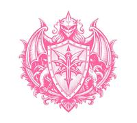 emblème de bouclier de dragon gothique avec chevalier médiéval dans un art fantastique héraldique complexe et design Stickers muraux en PVC 54.6x56.6cm N'abîme pas le mur Rose