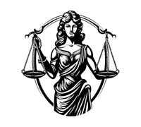 emblème de comportement équilibré de la dame de justice, façade la plus belle, conception de la dame de justice Stickers muraux en PVC 54.6x58.9cm Multicolore Noir