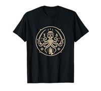 Emblème de crâne Occulte et Pieuvre | Illustration Mystique Vintage T-Shirt