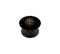 Emblème de Fleur de lys Noir avec parchemins Gothiques PopSockets PopGrip Adhésif
