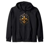 Emblème de Fleur de lys Noir avec parchemins Gothiques Sweat à Capuche