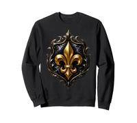 Emblème de Fleur de lys Noir avec parchemins Gothiques Sweatshirt