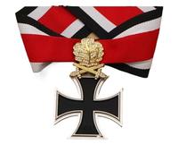 Emblème de la Croix de Fer Allemande, 39 édition, Feuille de chêne, Or, Argent, Diamant, Reproduction de la médaille de Chevalier, Insigne de médaille commémorative(D)