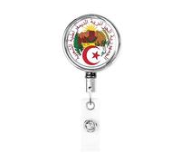 Emblème de l'Algérie Porte-badge en métal robuste, porte-badge rétractable avec clip de ceinture pour porte-cartes nominatives Employé Enseignant