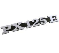 emblème de logo pour panneau latéral"PX 125E" 158x20mm noir/alu, 2 Pin