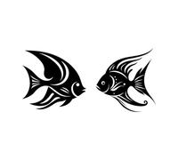 emblème de poisson-ange, logo, icône, symbole de poisson-ange, art brillant Stickers gravés 34x70.8cm Stickers pour vitres Noir