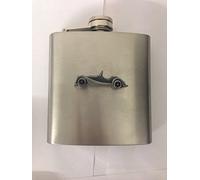 Emblème de voiture Morgan +8 ref153 effet étain sur flasque en acier inoxydable 177 ml