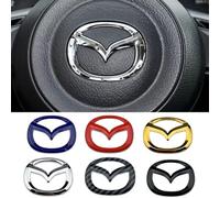Emblème de Volant de Voiture pour Mazda Atenza Axela CX4 CX5 Autocollant 3D Logo pour Volant Diamètre Auto Remplacer l'emblème du 3D Logo,Carbon