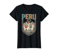 Emblème de Voyage Traditionnel Lamas et Montagnes andines du Pérou T-Shirt Graphique avec Valeur