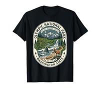 Emblème d'élan Vintage du Parc National Olympique de Washington State T-Shirt