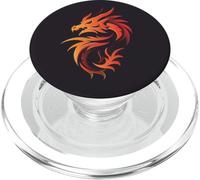 Emblème d'illustration de Dragon avec tourbillons élégants PopSockets PopGrip pour MagSafe