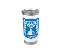 Emblème d'Israël Menorah Drapeau israélien Juif Jérusalem Paix Gobelet isotherme en acier inoxydable double paroi