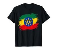 Emblème du Drapeau de l'Éthiopie Coups de Pinceau T-Shirt