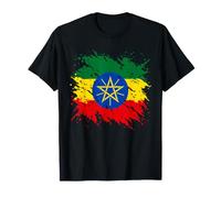 Emblème du Drapeau de l'Éthiopie Coups de Pinceau T-Shirt