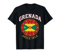 Emblème du Drapeau National Circulaire Vieilli de l'île des épices de la Grenade T-Shirt