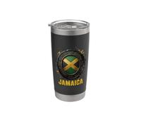 Emblème du drapeau national en mosaïque de la Jamaïque avec blason orné Gobelet isotherme en acier inoxydable double paroi