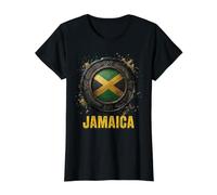 Emblème du Drapeau National en mosaïque de la Jamaïque avec Blason orné T-Shirt Graphique avec Valeur